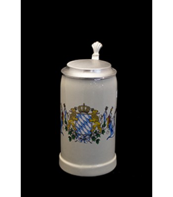 SOLD - Bavarian Beer Stein with Pewter Lid
